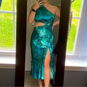 Mid length one shoulder dress